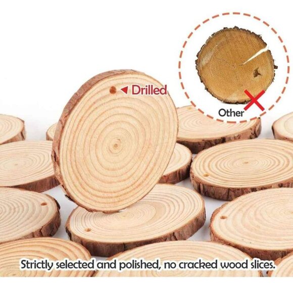 Natural Wood Slices 30Pcs 3.1''-3.5'' - Picture 8 of 10